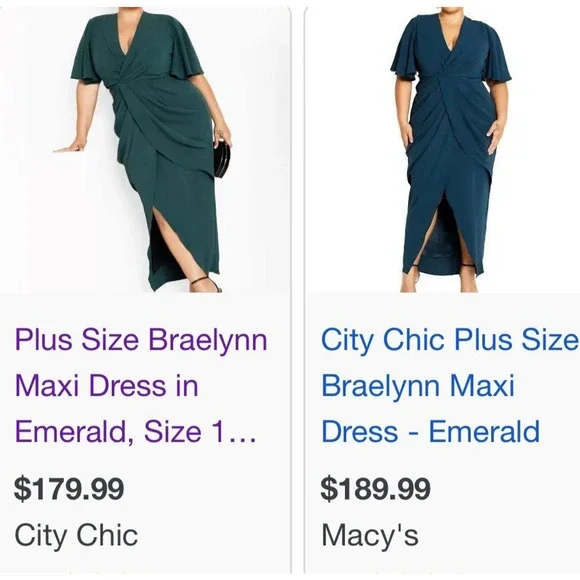 City Chic Braelynn Maxi Dress Emerald Tulip Flutter S Plus Size 16 Wedding *Flaw - Picture 15 of 16